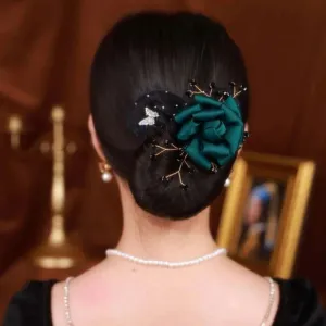 ( গ্রীন কালার ) Green Rose Invisible Hair Coiler Lazy People Hairpin Fabric Hair Accessories Hair Clips for Women