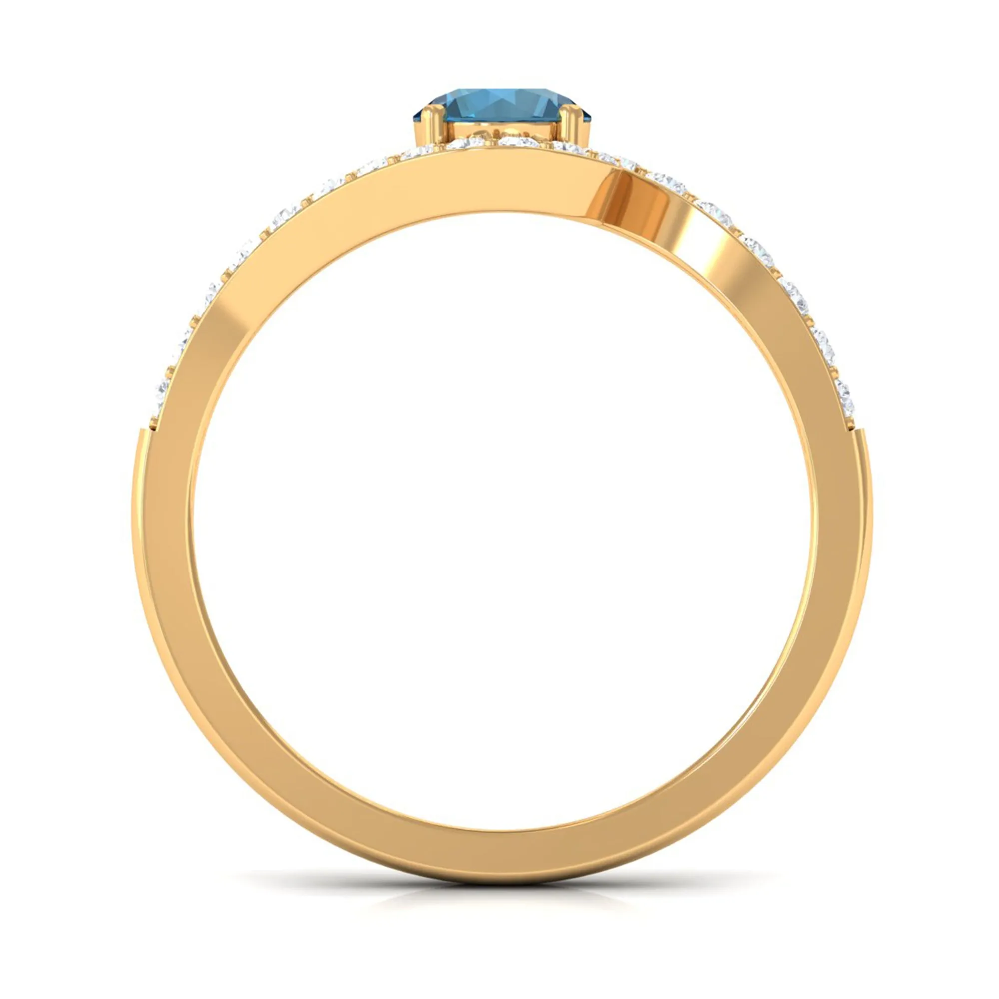 1 CT London Blue Topaz Bypass Ring with Diamond Accent