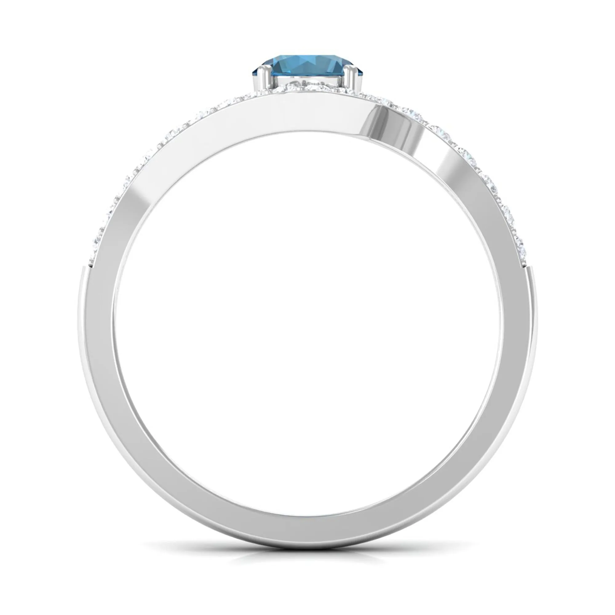 1 CT London Blue Topaz Bypass Ring with Diamond Accent