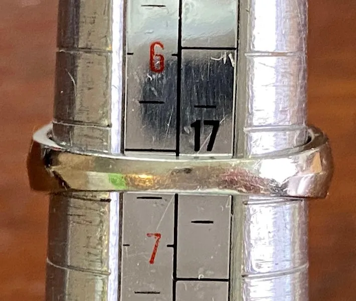 10k White Gold Marquise Semi Precious Stone Ring Sz 6.5 Signed AC