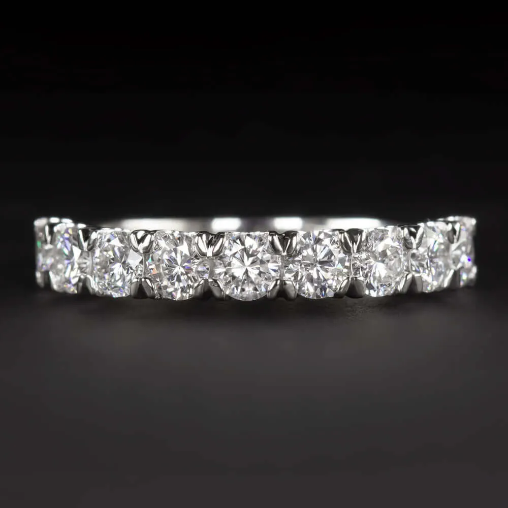 1.19ct IDEAL CUT DIAMOND HALF ETERNITY RING WEDDING BAND WHITE GOLD 1ct