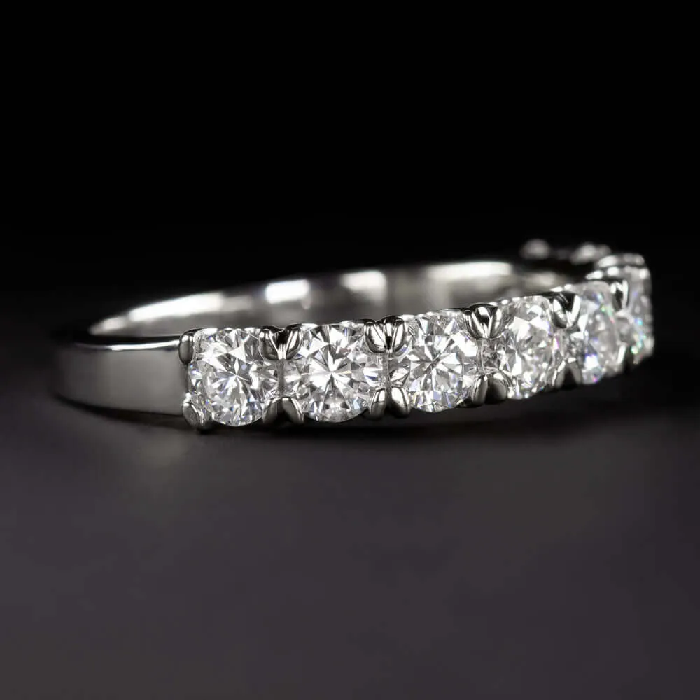 1.19ct IDEAL CUT DIAMOND HALF ETERNITY RING WEDDING BAND WHITE GOLD 1ct