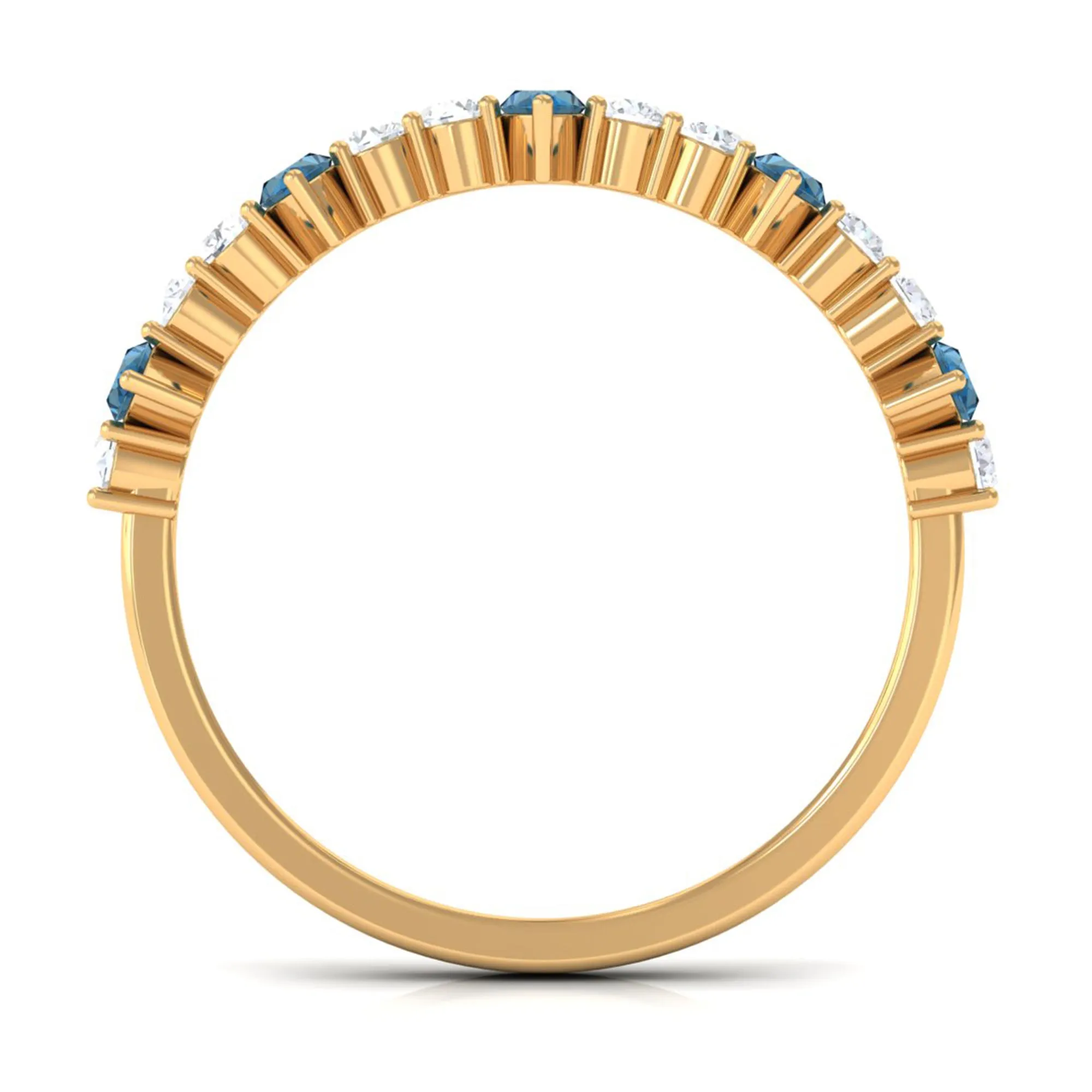 1.25 CT London Blue Topaz and Diamond Half Eternity Ring