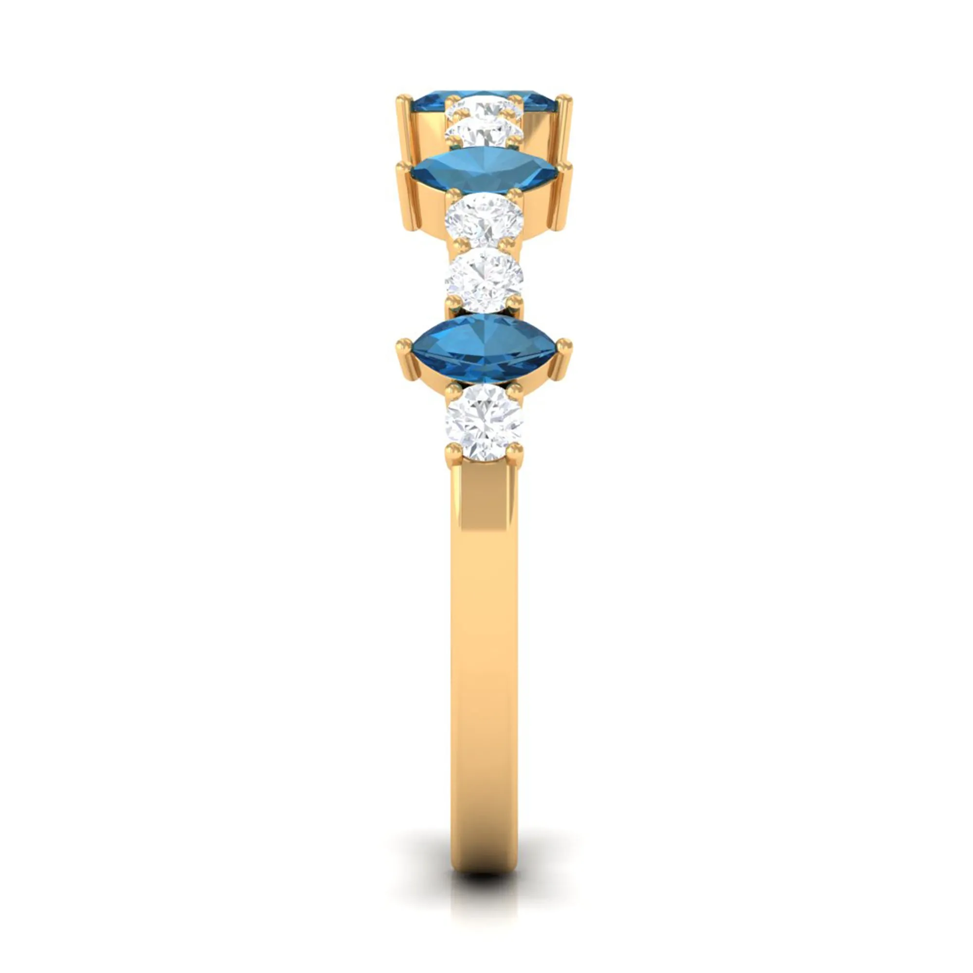 1.25 CT London Blue Topaz and Diamond Half Eternity Ring
