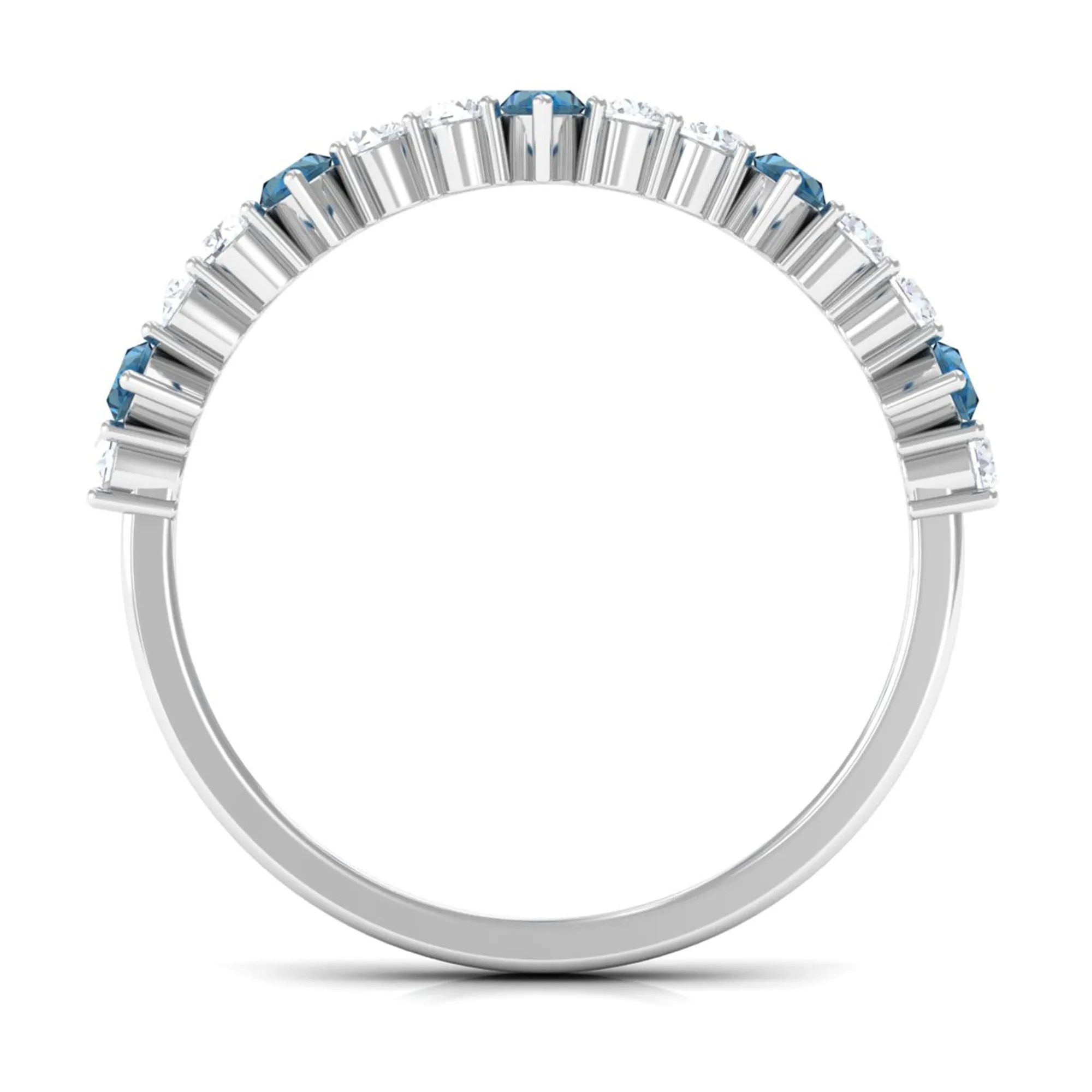1.25 CT London Blue Topaz and Diamond Half Eternity Ring