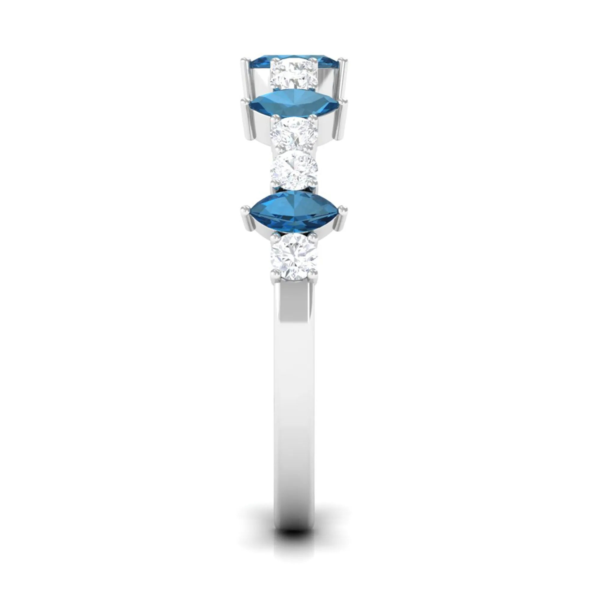 1.25 CT London Blue Topaz and Diamond Half Eternity Ring