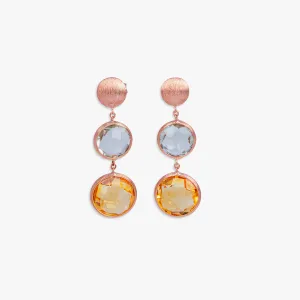 14K satin rose gold  Kensington drop earrings with citrine and prasiolite