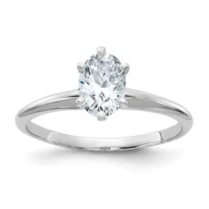 14k White Gold 7x5mm Oval 1 CT D E F Pure Light Moissanite Solitaire Engagement Ring