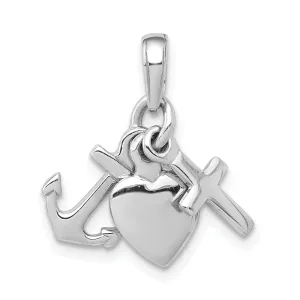 14k White Gold Faith Hope Charity Charm Pendant