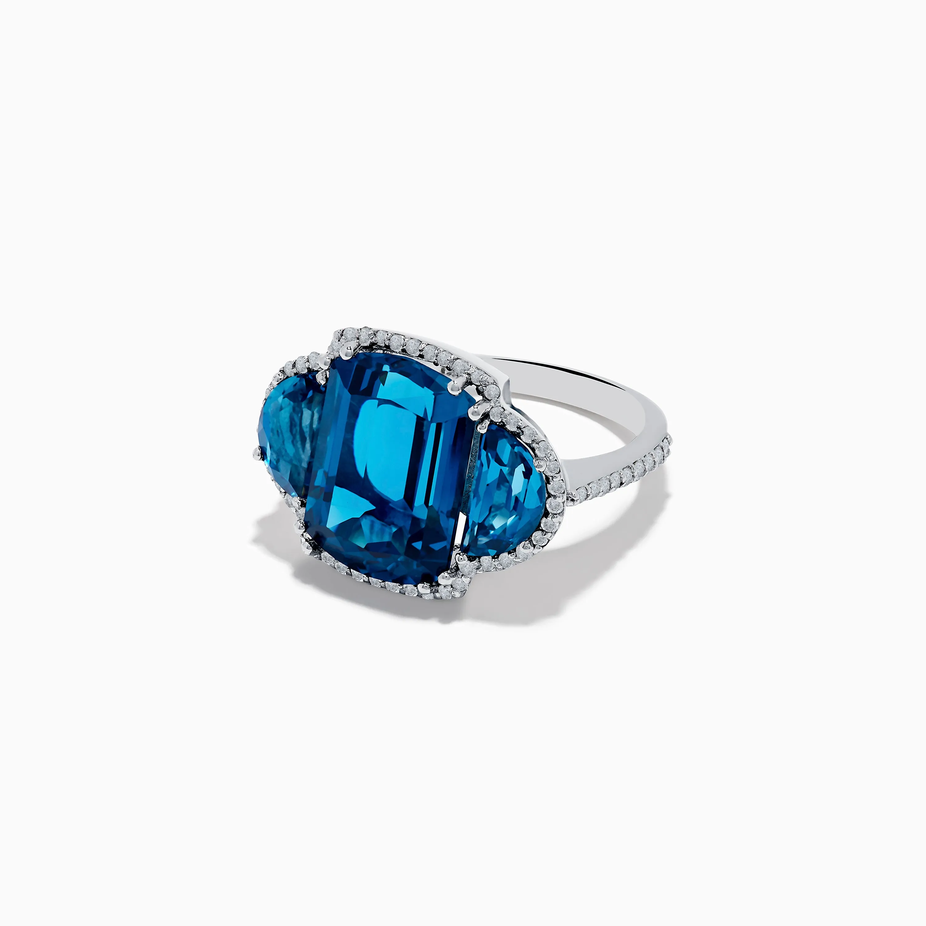 14K White Gold London Blue Topaz and Diamond Ring