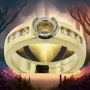 14K Yellow Gold Diamond Semi Mounting with Semi Bezel (Sale Jewelry)