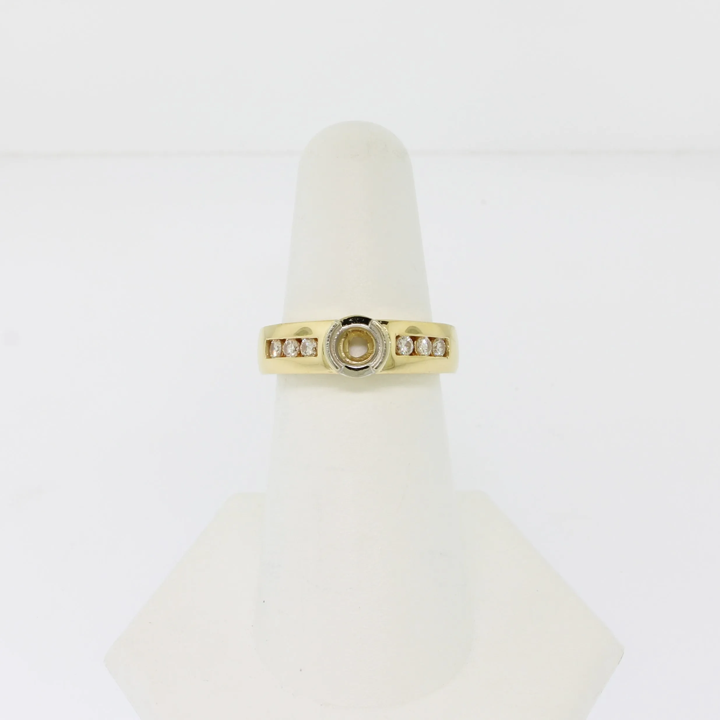 14K Yellow Gold Diamond Semi Mounting with Semi Bezel (Sale Jewelry)