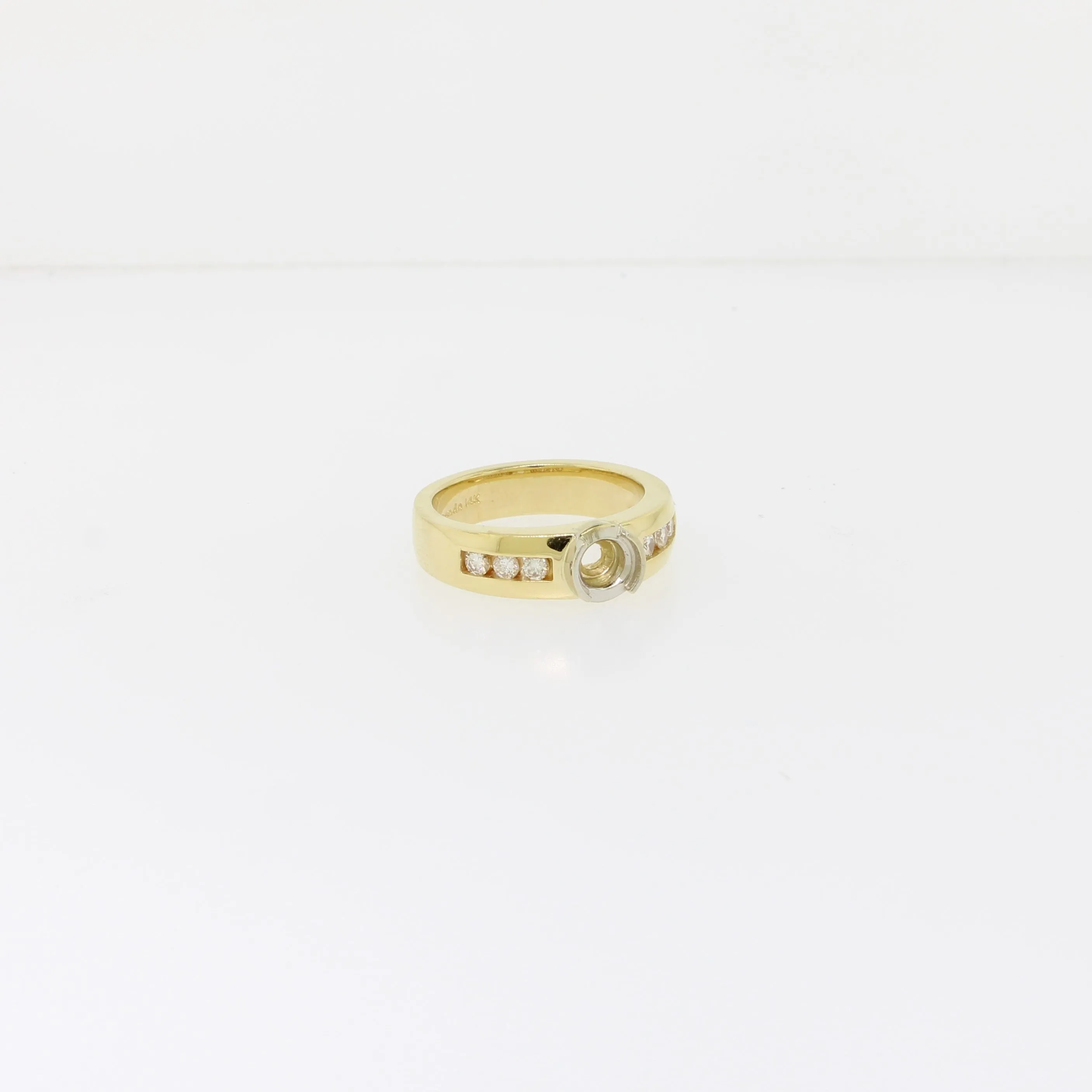 14K Yellow Gold Diamond Semi Mounting with Semi Bezel (Sale Jewelry)