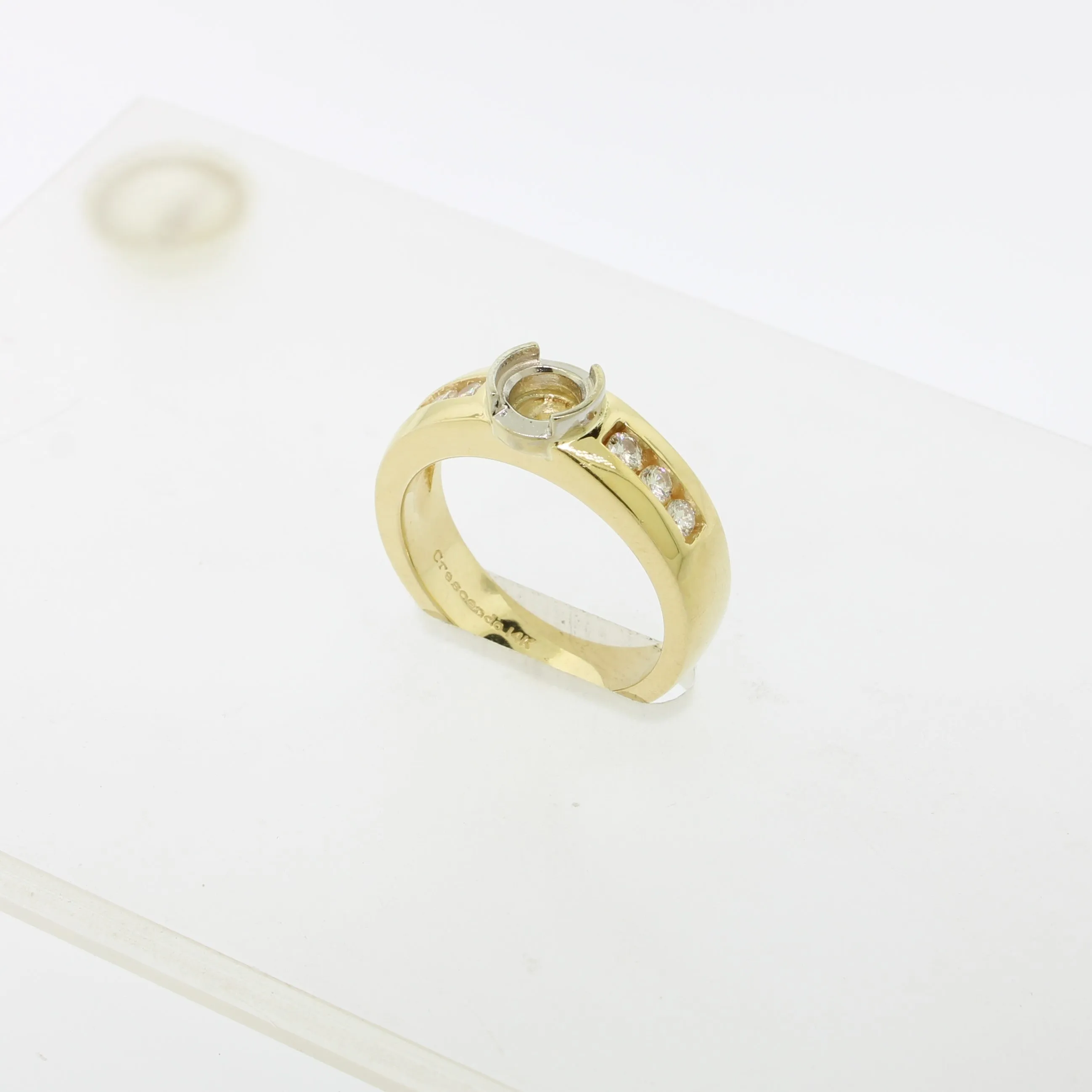 14K Yellow Gold Diamond Semi Mounting with Semi Bezel (Sale Jewelry)
