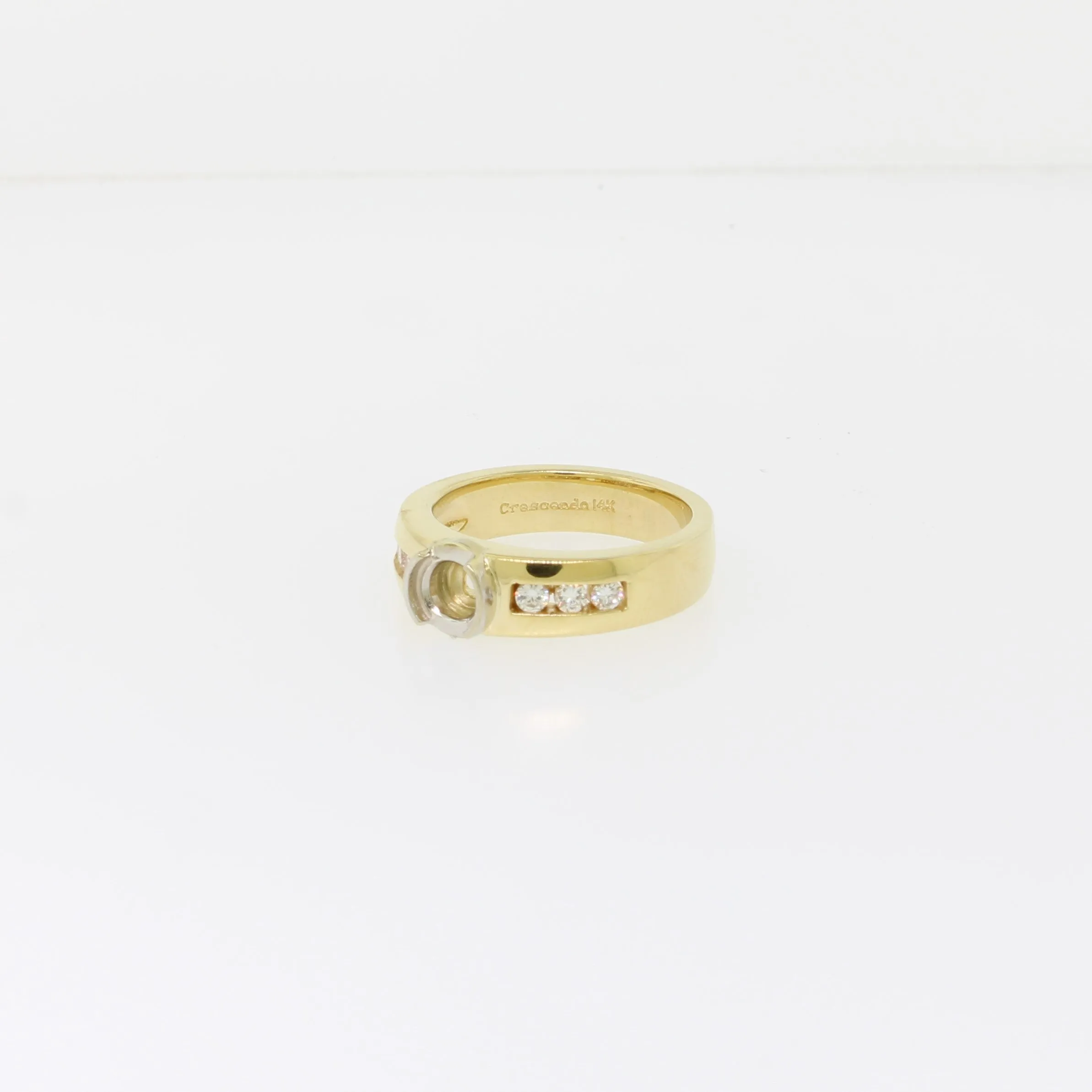 14K Yellow Gold Diamond Semi Mounting with Semi Bezel (Sale Jewelry)