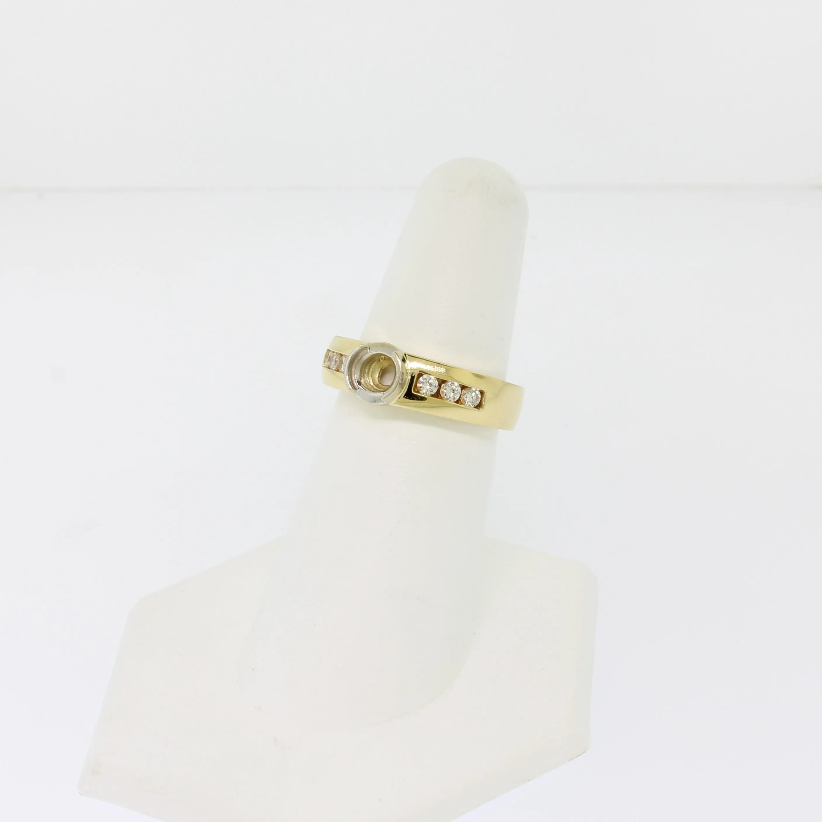 14K Yellow Gold Diamond Semi Mounting with Semi Bezel (Sale Jewelry)