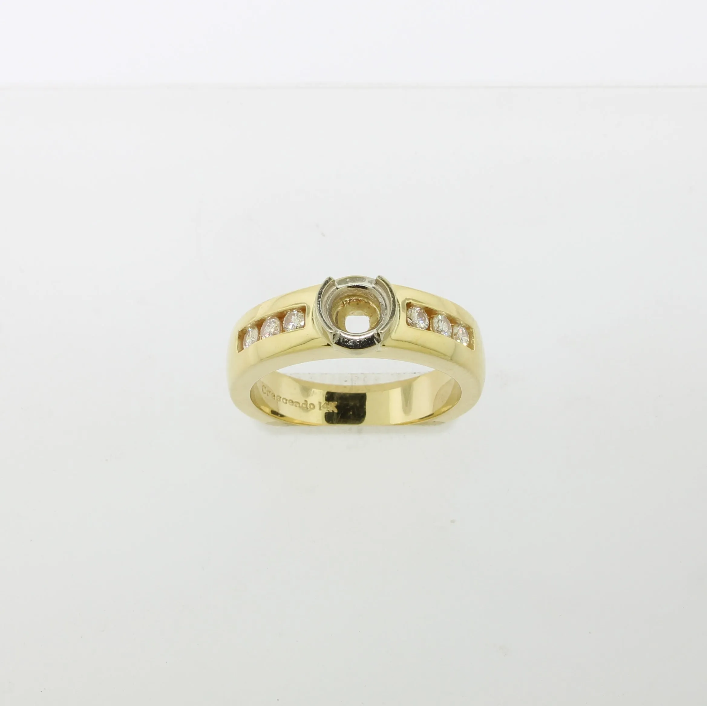 14K Yellow Gold Diamond Semi Mounting with Semi Bezel (Sale Jewelry)