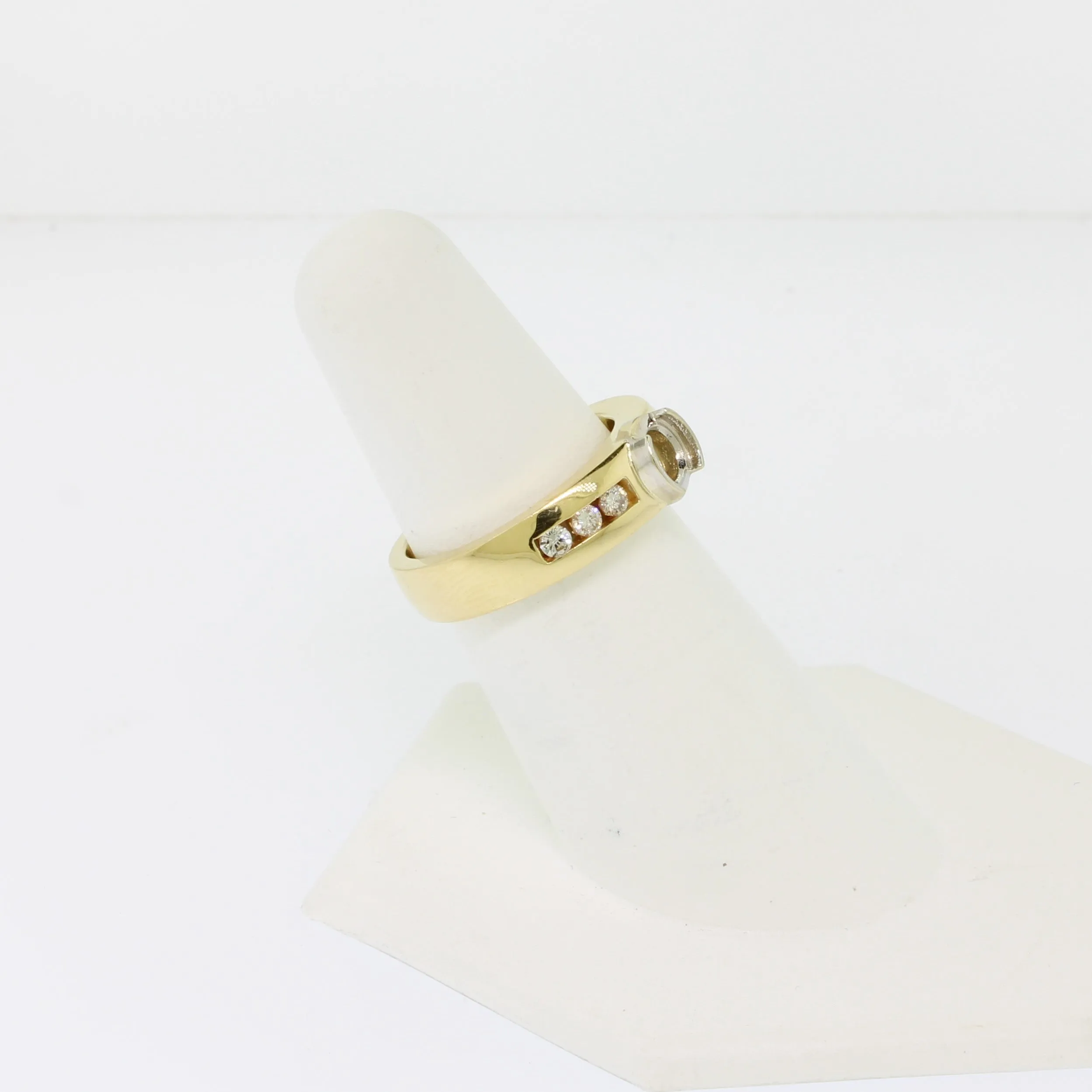 14K Yellow Gold Diamond Semi Mounting with Semi Bezel (Sale Jewelry)