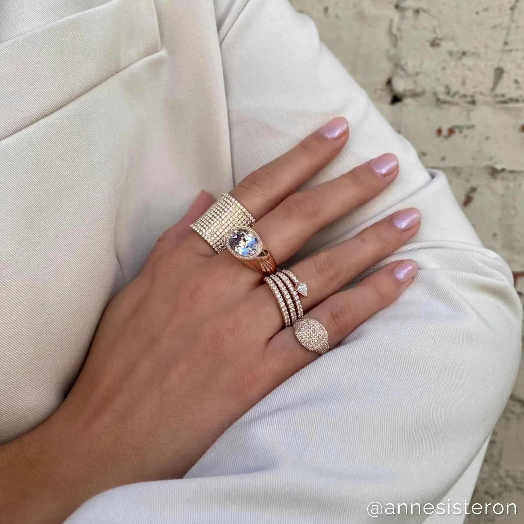 14KT Rose Gold Diamond Topaz Dome Ring