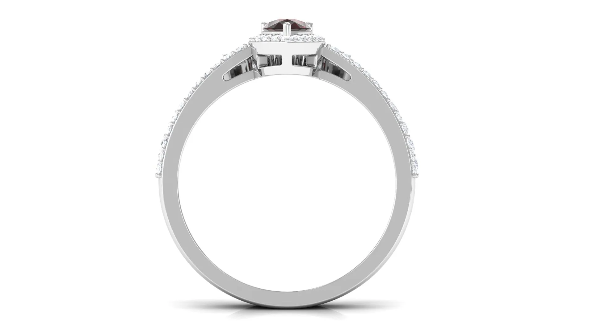 1.75 CT Garnet Designer Teardrop Ring Set with Diamond Halo