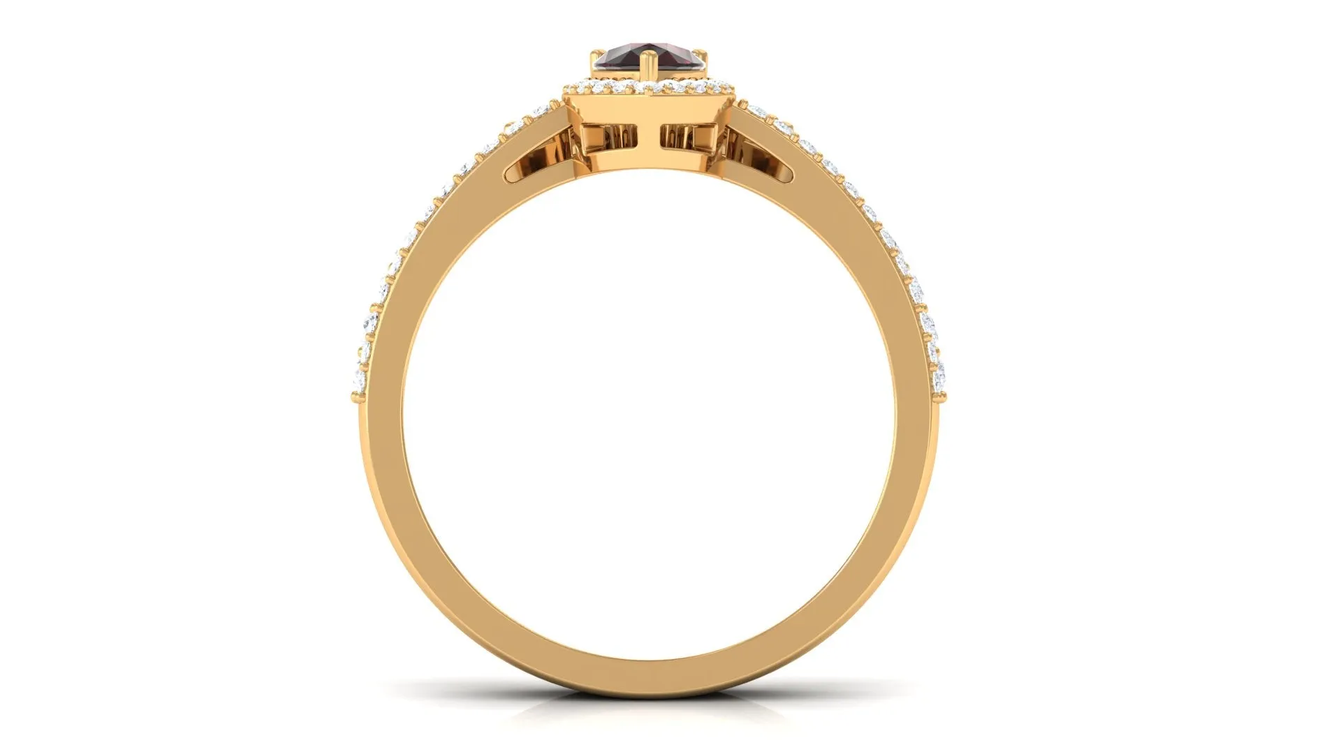 1.75 CT Garnet Designer Teardrop Ring Set with Diamond Halo