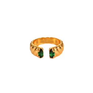 18K Gold Ring 3 colors Green Rose Black