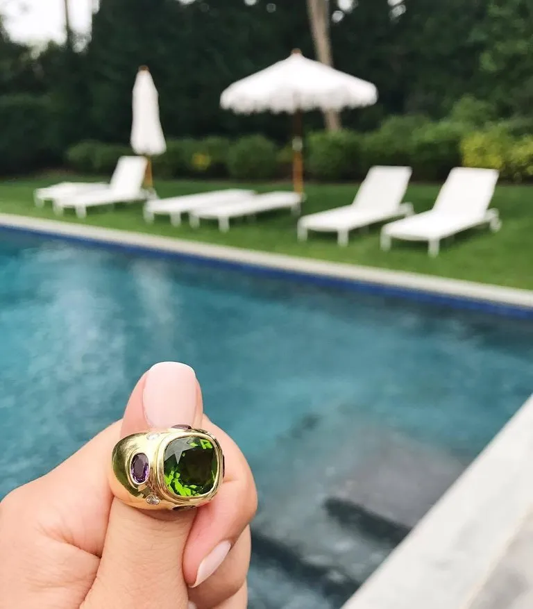 18kt Bonheur Ring with Lemon Citrine and Pink Topaz and Diamonds
