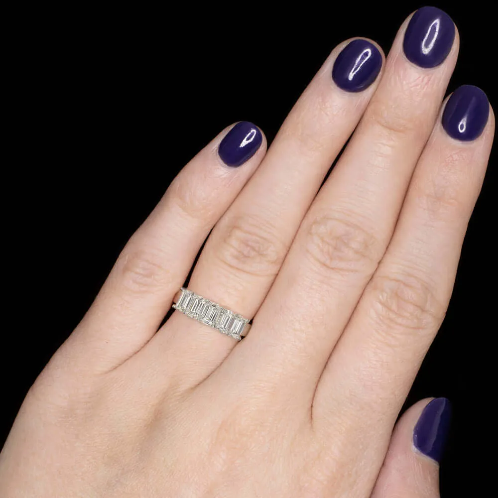 2 CARAT EMERALD CUT NATURAL DIAMOND WEDDING BAND RING WHITE GOLD BAGUETTE 2ct