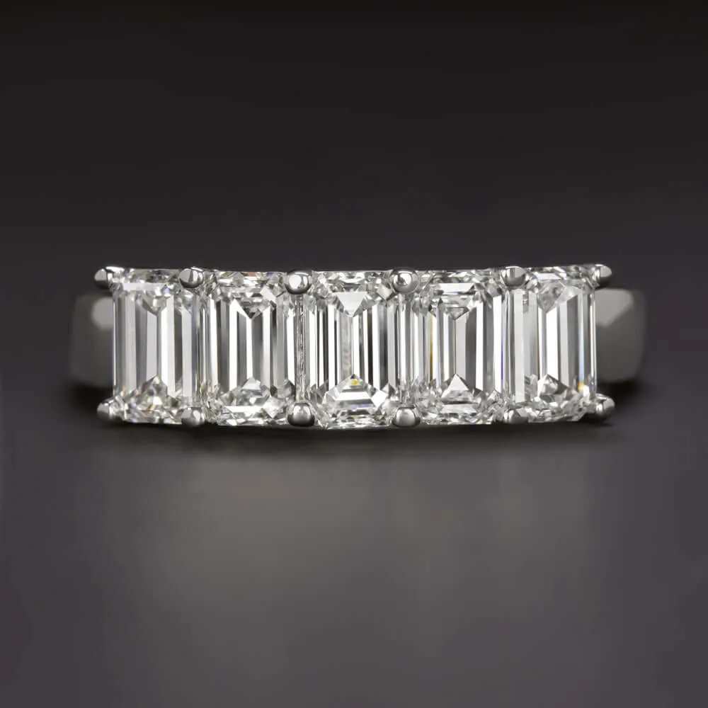 2 CARAT EMERALD CUT NATURAL DIAMOND WEDDING BAND RING WHITE GOLD BAGUETTE 2ct