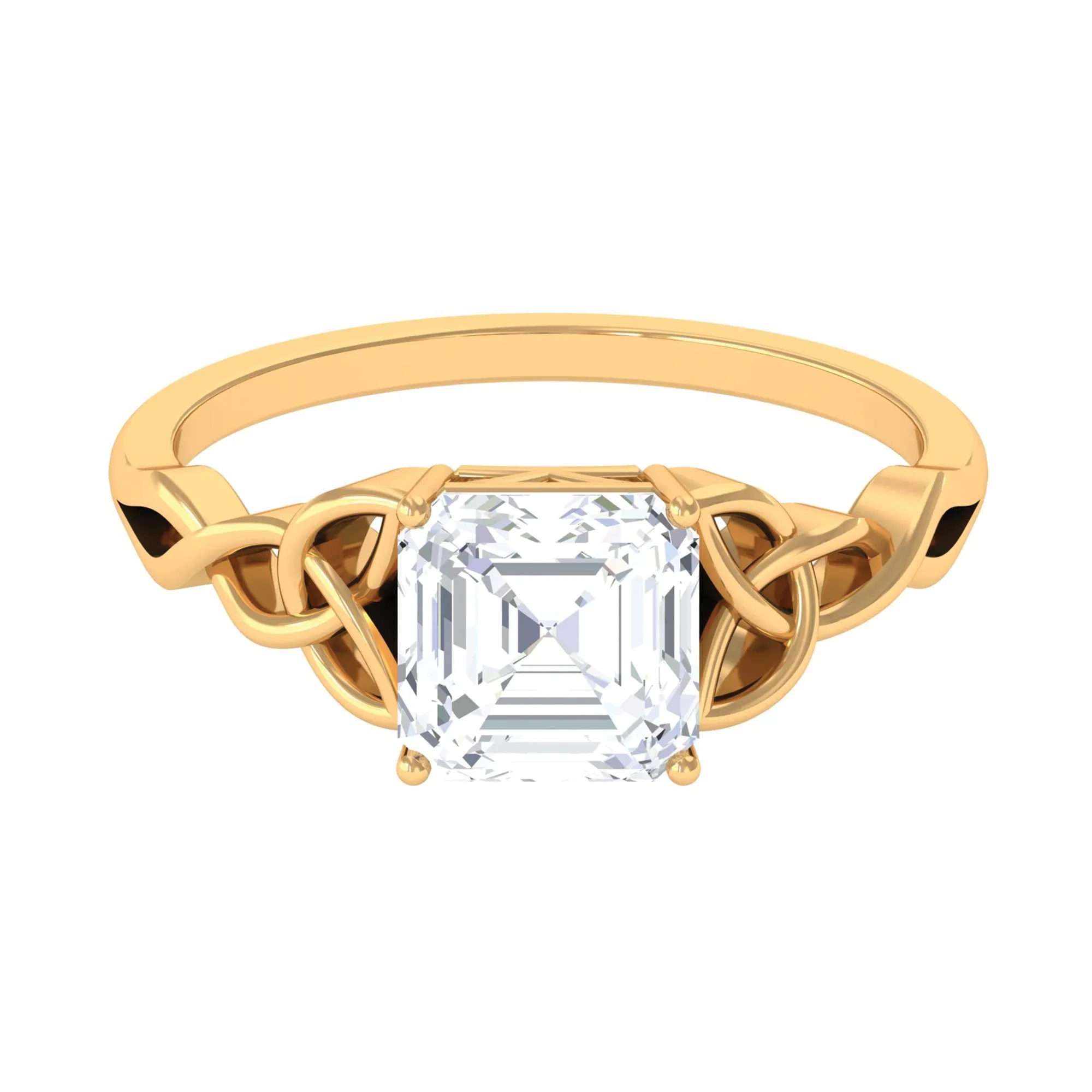 2.25 CT Asscher Cut Moissanite Solitaire Ring with Celtic Details