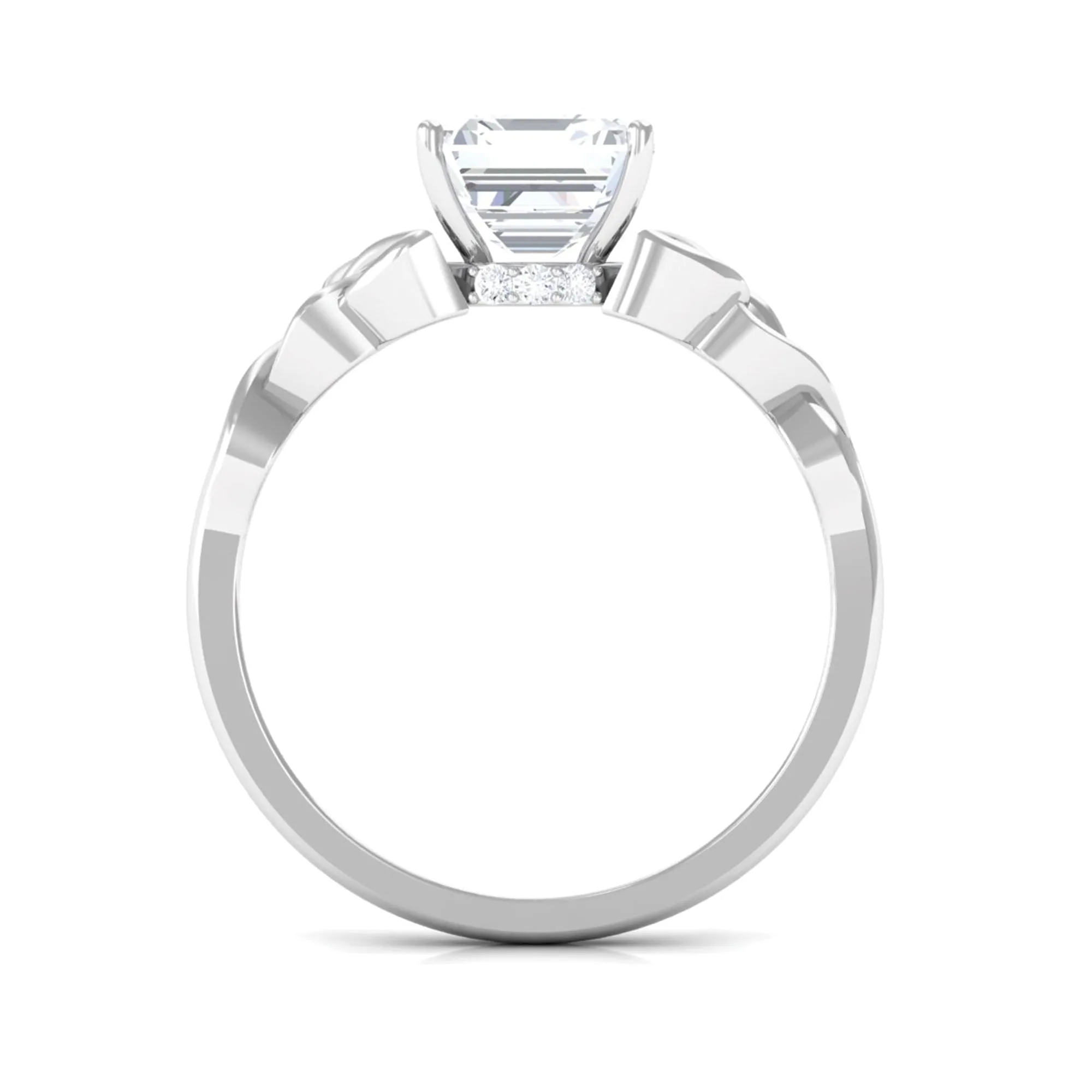 2.25 CT Asscher Cut Moissanite Solitaire Ring with Celtic Details