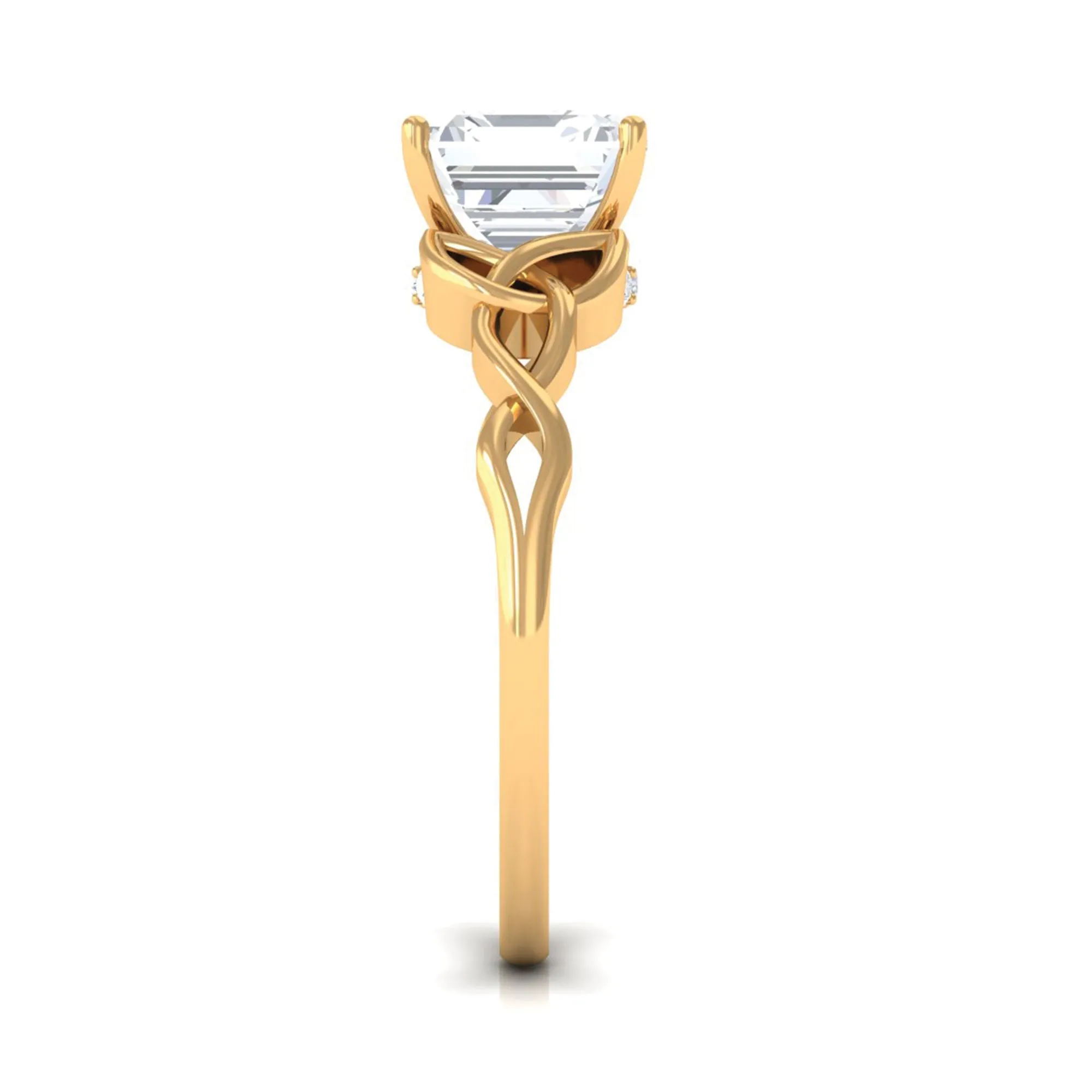 2.25 CT Asscher Cut Moissanite Solitaire Ring with Celtic Details