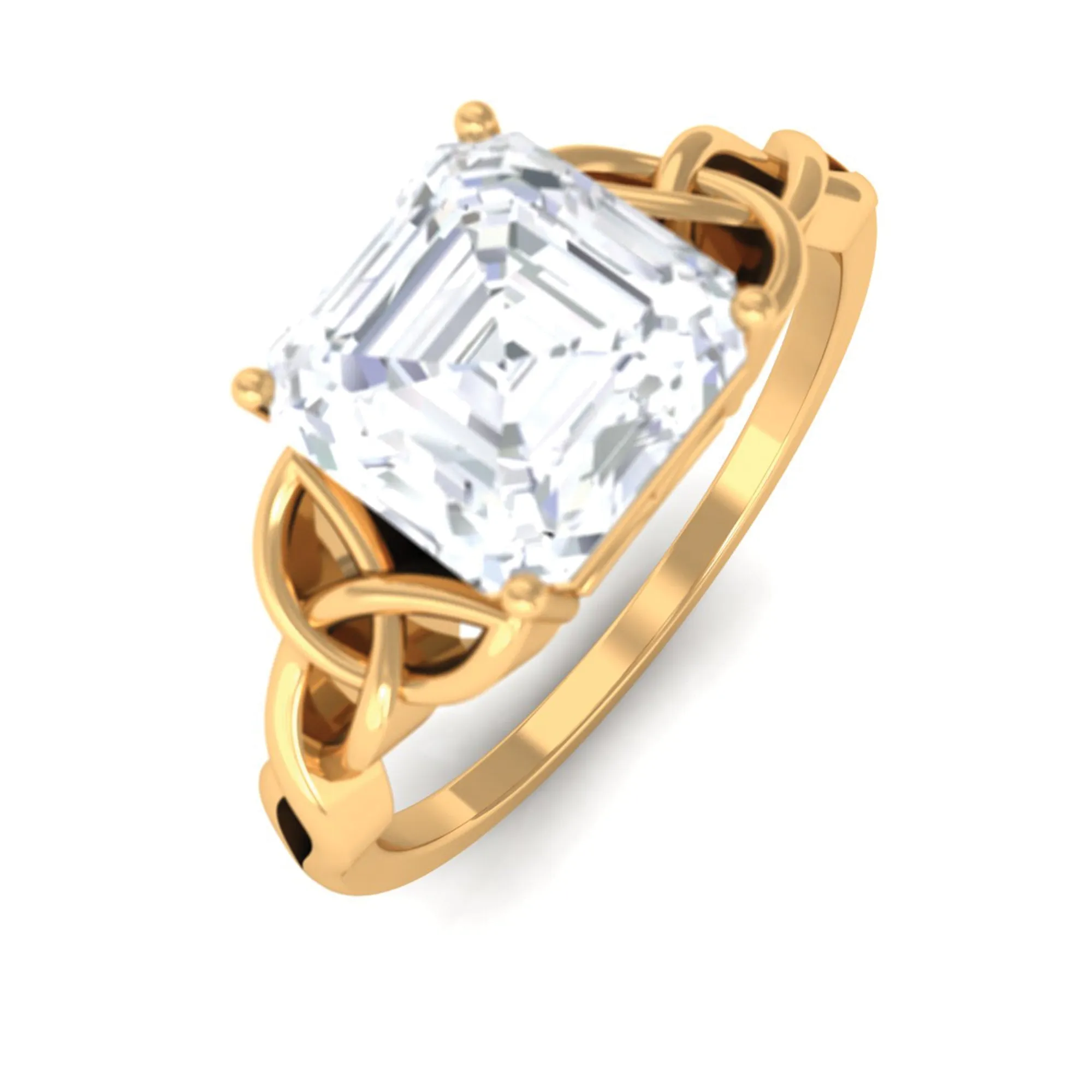 2.25 CT Asscher Cut Moissanite Solitaire Ring with Celtic Details