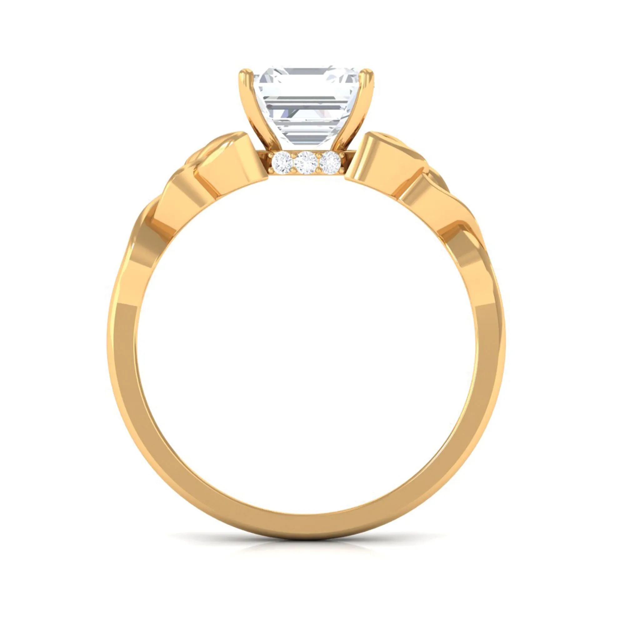 2.25 CT Asscher Cut Moissanite Solitaire Ring with Celtic Details