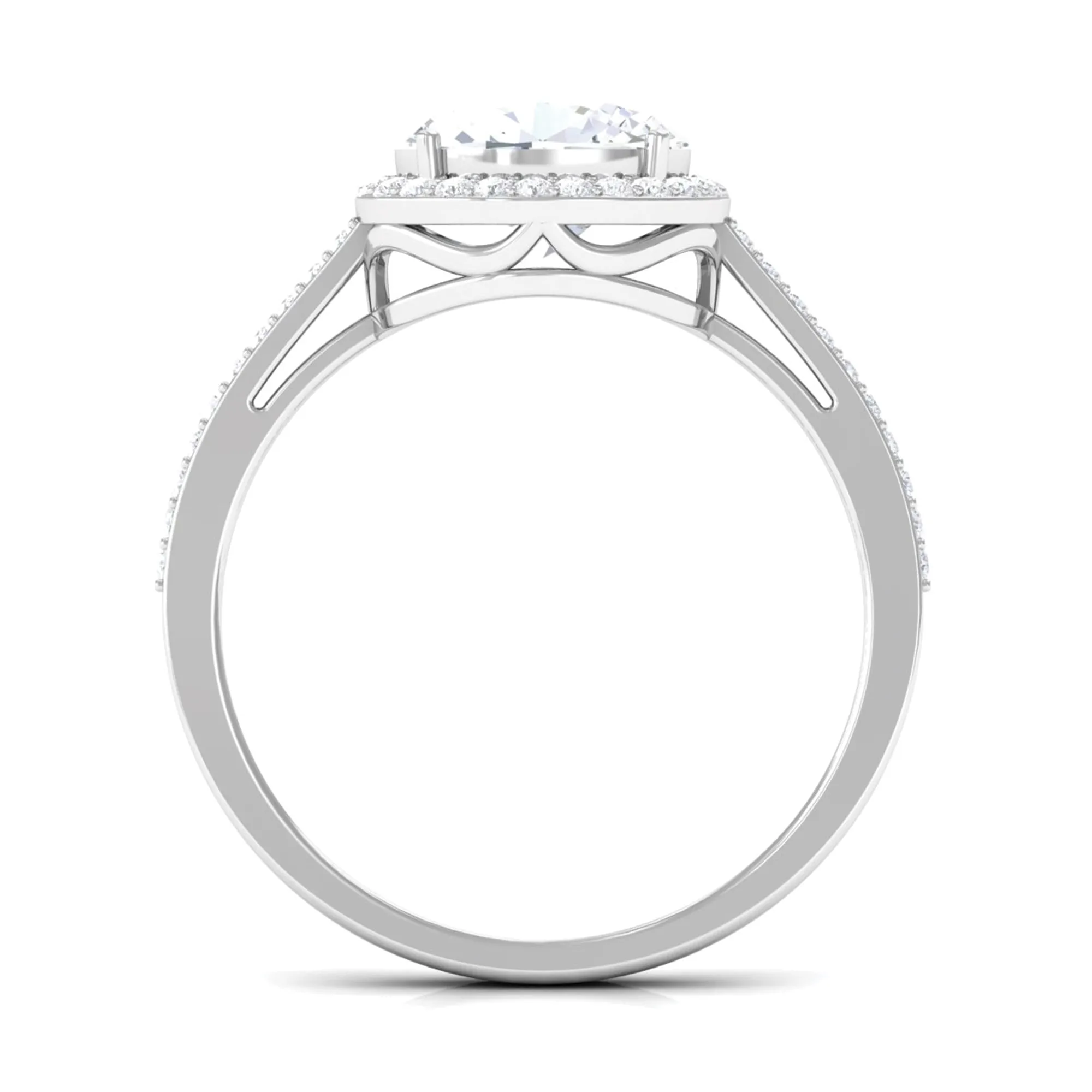 2.5 CT Oval Simulated Diamond East West Halo Engagement Ring