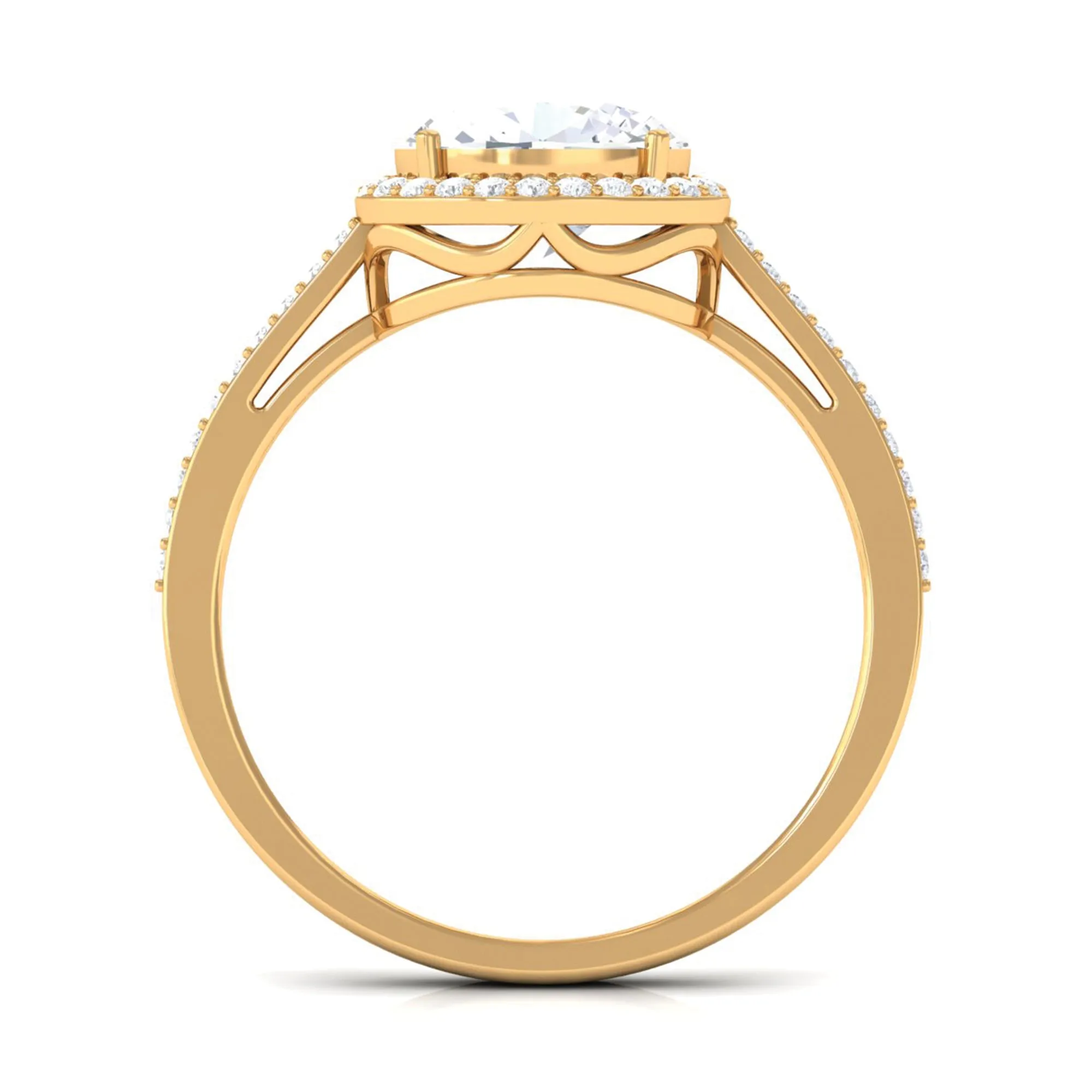 2.5 CT Oval Simulated Diamond East West Halo Engagement Ring