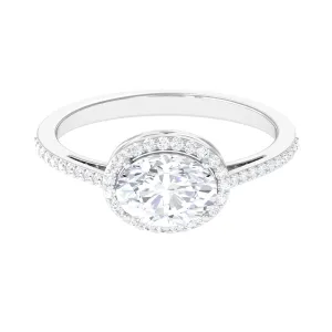 2.5 CT Oval Simulated Diamond East West Halo Engagement Ring