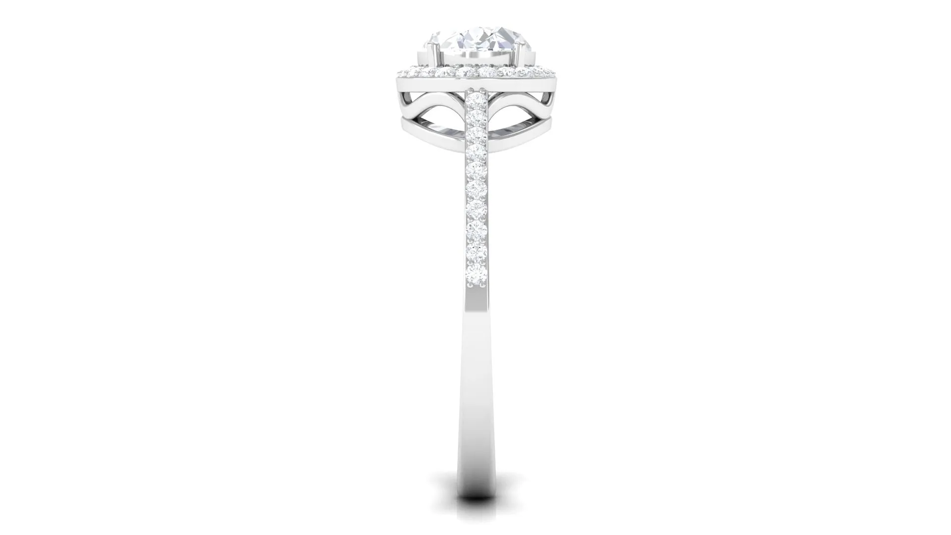 2.5 CT Oval Simulated Diamond East West Halo Engagement Ring