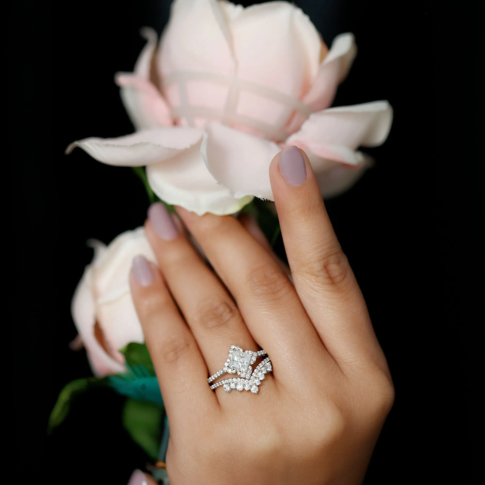 2.50 CT Cubic Zirconia Statement Wedding Ring Set in Gold