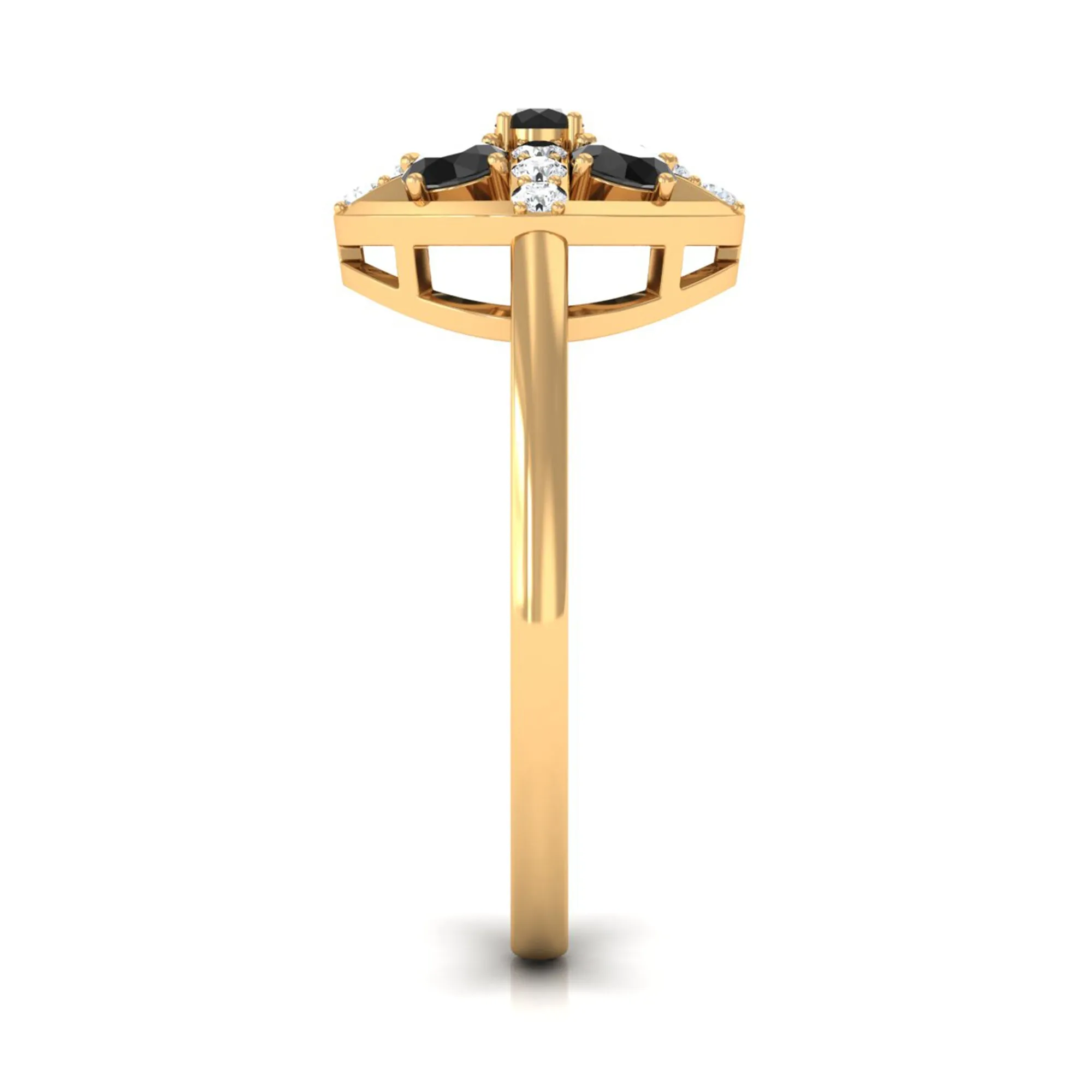 3/4 CT Black Spinel and Diamond Contemporary Ring