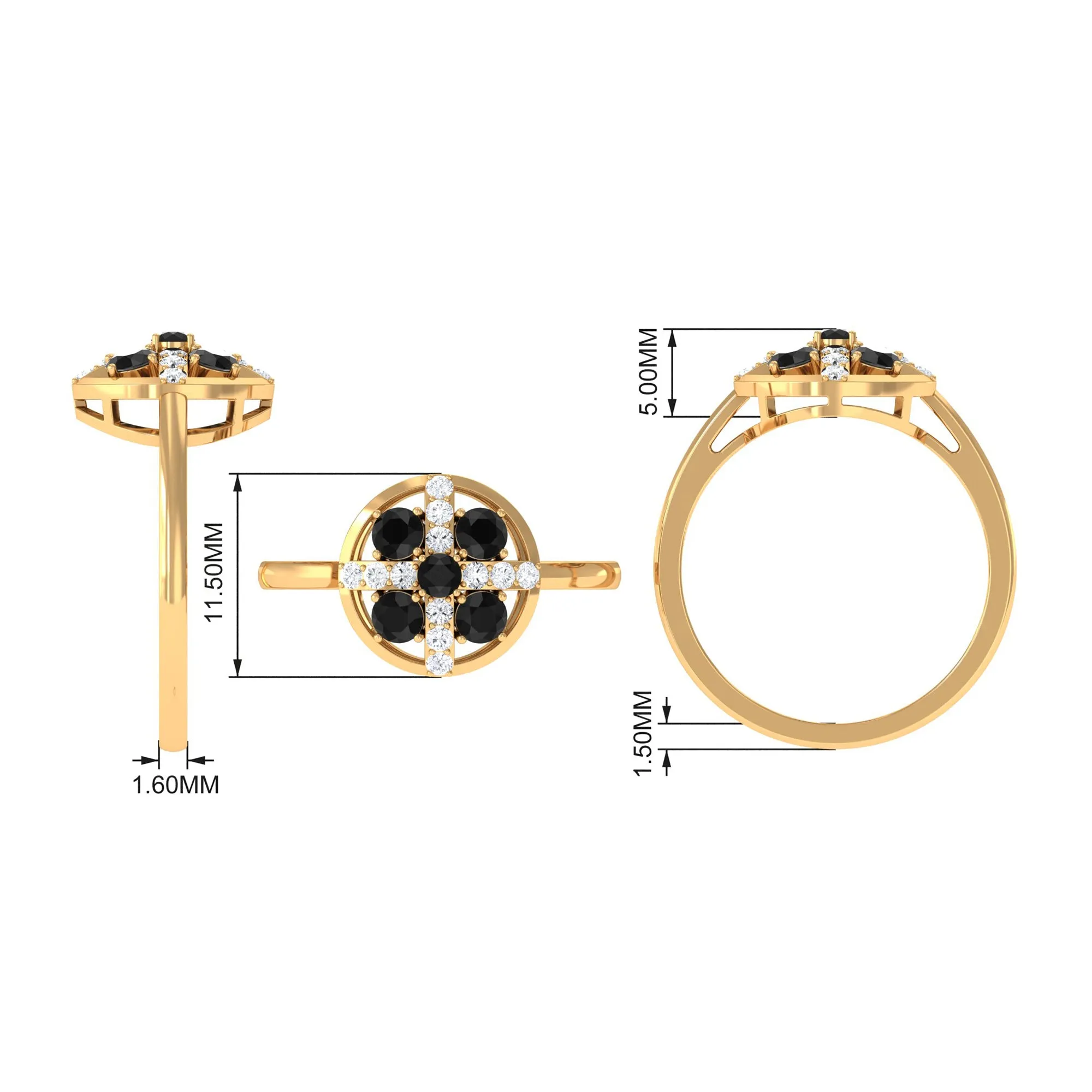 3/4 CT Black Spinel and Diamond Contemporary Ring