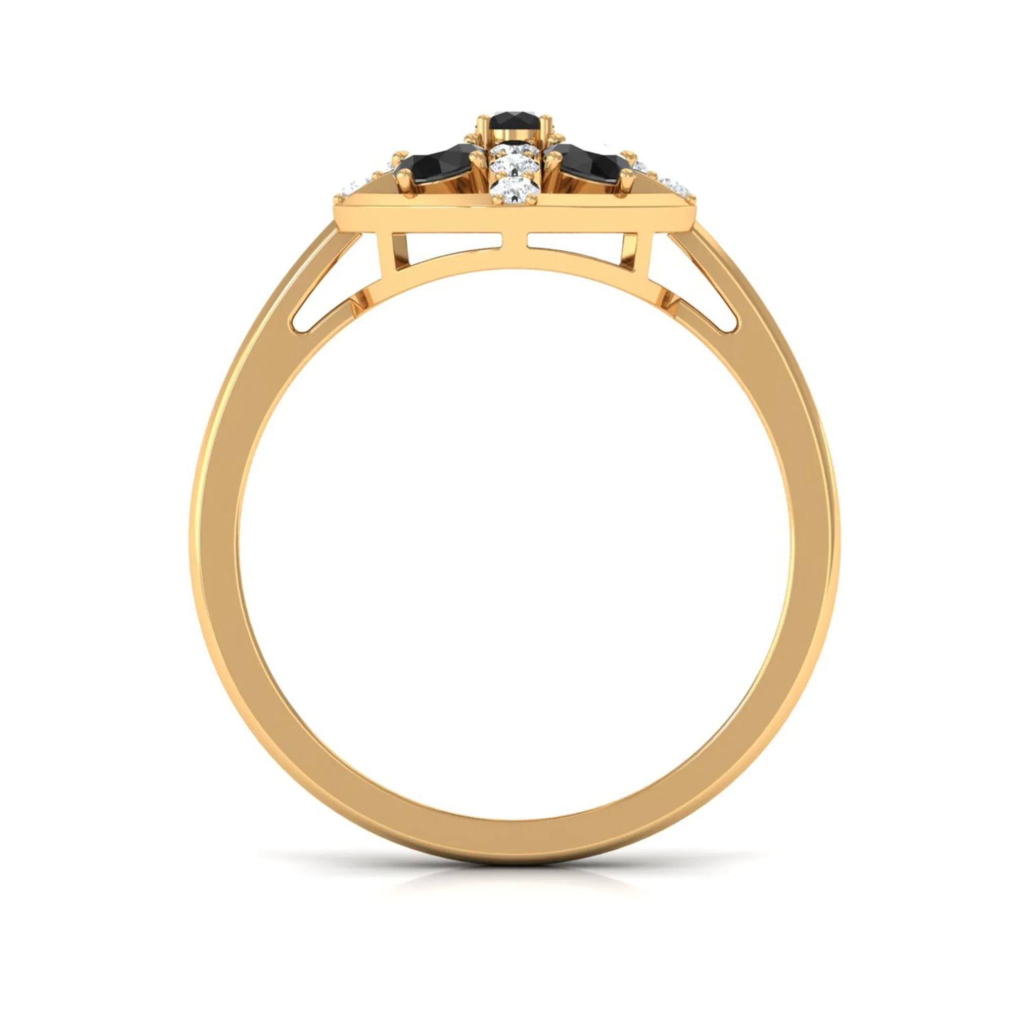 3/4 CT Black Spinel and Diamond Contemporary Ring
