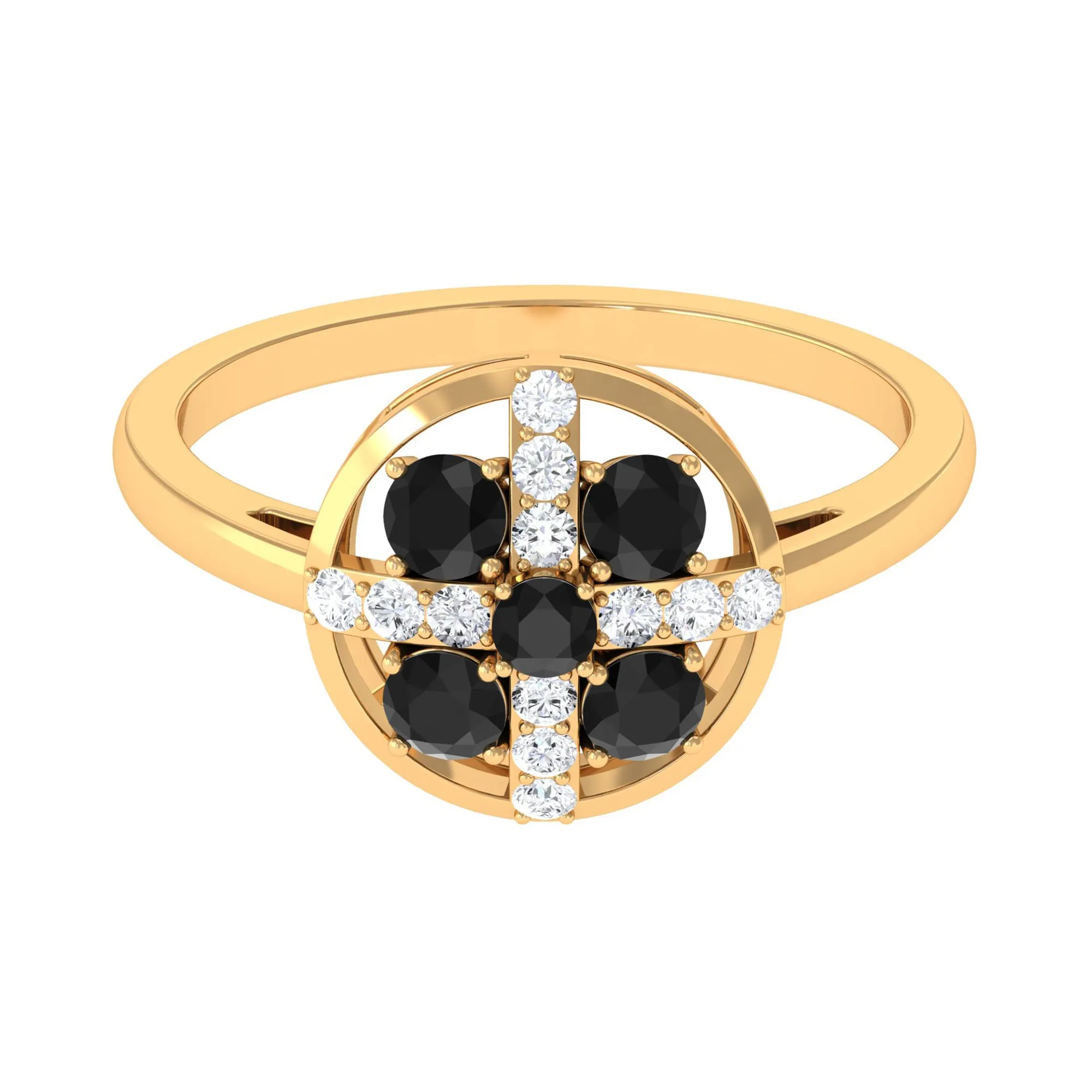 3/4 CT Black Spinel and Diamond Contemporary Ring