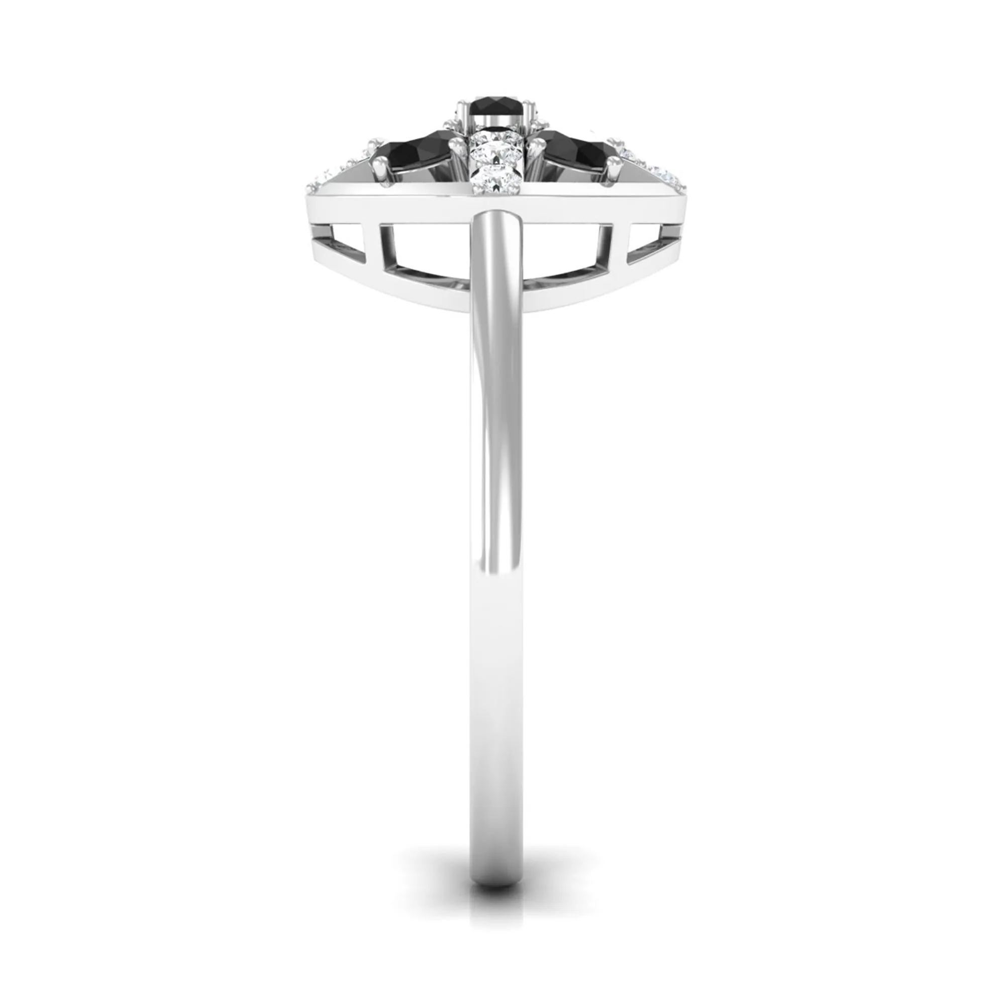 3/4 CT Black Spinel and Diamond Contemporary Ring