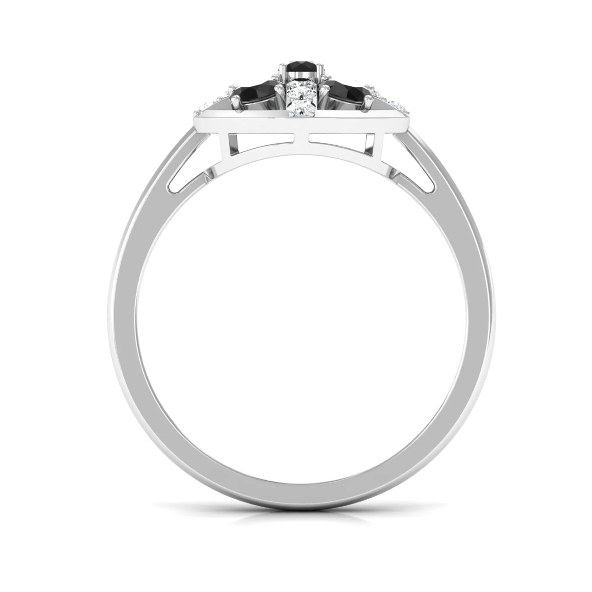 3/4 CT Black Spinel and Diamond Contemporary Ring