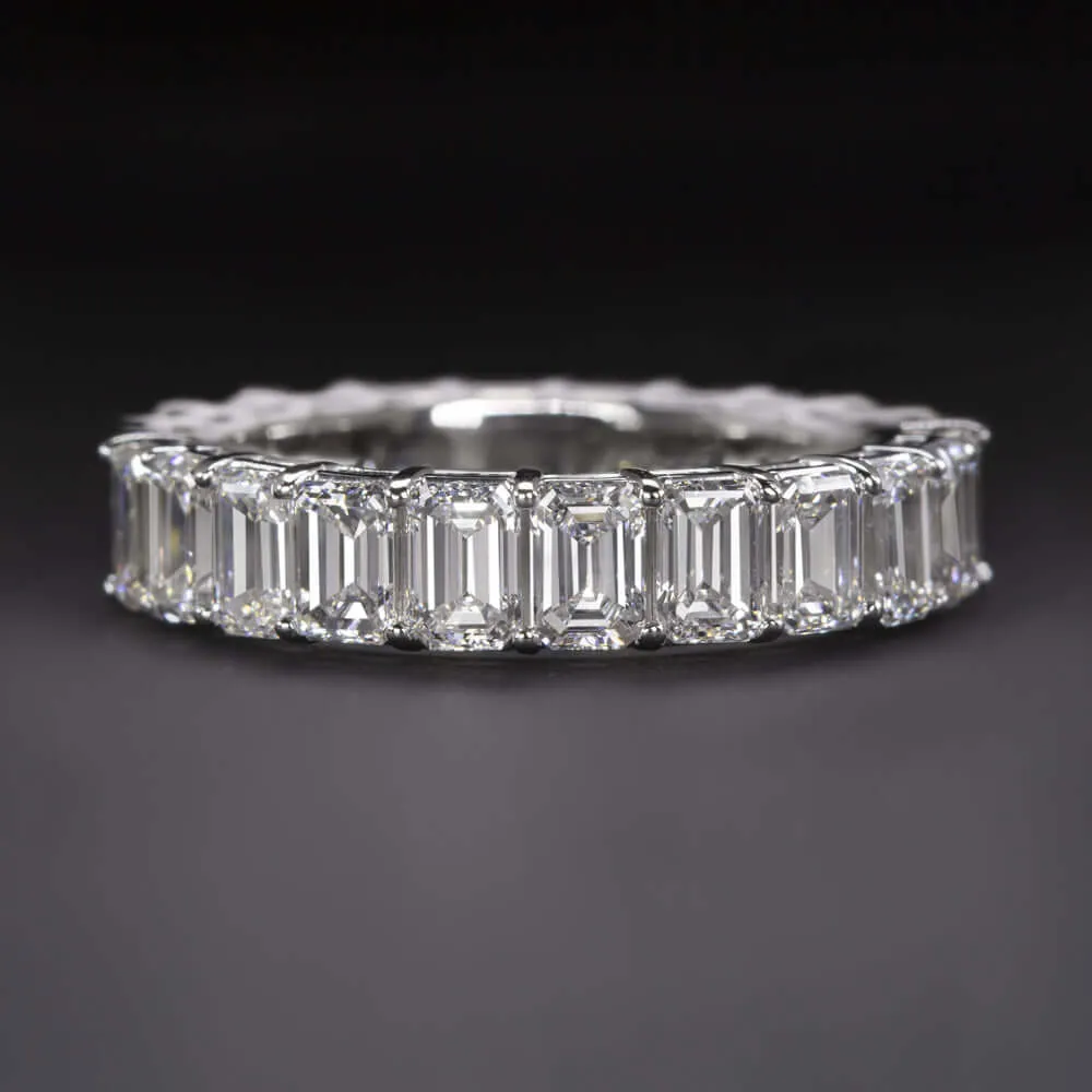 4.8ct EMERALD CUT DIAMOND WEDDING BAND ETERNITY RING WHITE GOLD STACKING NATURAL