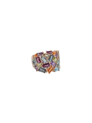 5.45ct Diamond Multi Color Gem 14K Gold Ring