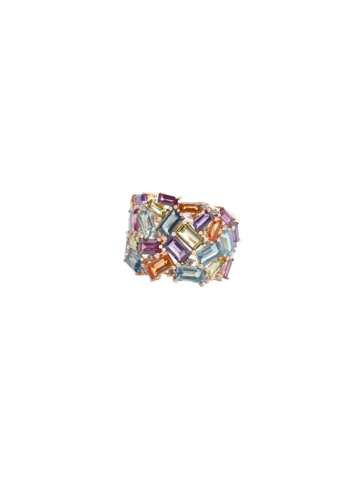 5.45ct Diamond Multi Color Gem 14K Gold Ring