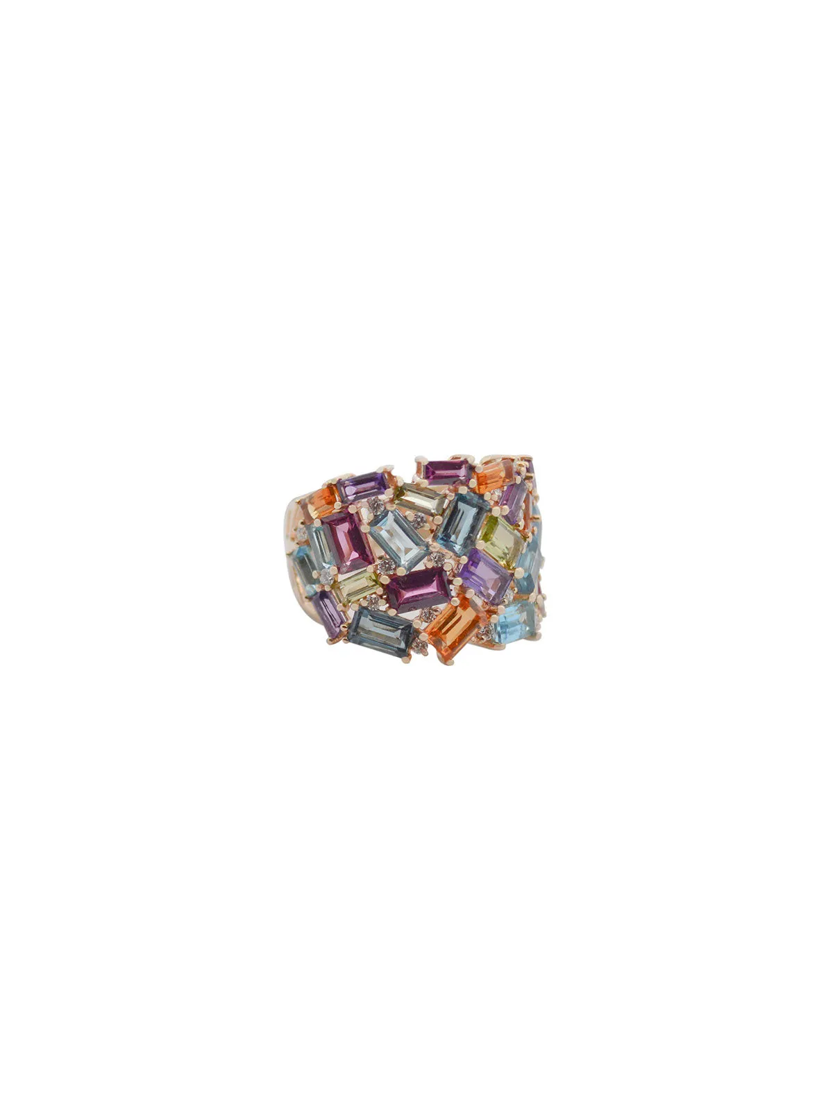5.45ct Diamond Multi Color Gem 14K Gold Ring
