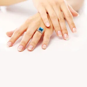 7.8 Carat 14K Solid White Gold Return My Heart Blue Topaz Diamond Ring